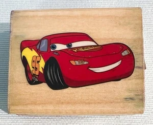 Disney Pixar EK Éxito CARS Iluminar McQueen Madera Sello de Goma RARO Madera - Imagen 1 de 5