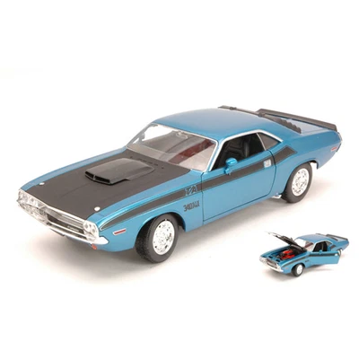 DODGE CHALLENGER T/A 1970 BLUE/BLACK 1:24 Welly Auto Stradali Modellino Nuovo - Immagine 1 di 3