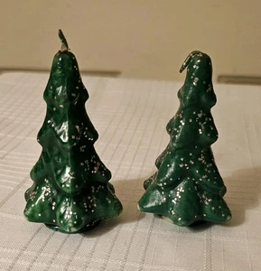 Vintage Gurley Christmas Candles 2 Pine Trees 3.5" - Picture 1 of 3