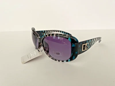 Gafas de sol envolventes ovaladas de gran tamaño DG marco a rayas turquesa negro calidad óptica Foto 1 de 4