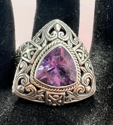 Anillo Triangular Amatista Plata Esterlina Talla 9 Bali Designs by Robert Manse Foto 1 de 4