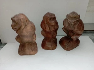 singe art bois africain sculpté - buste statuette afrique - - Imagen 1 de 4