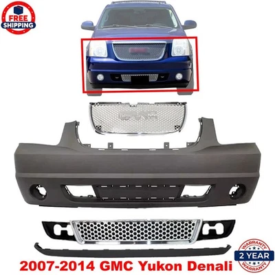 Front Bumper Cover Primed & Grille Assembly Kit For 2007-2014 GMC Yukon Denali — 第 1/4 张图片