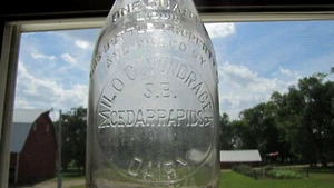 Vintage Dairy Quart Embossed Milk Bottle S.B. Miloc Vondracek Cedar Rapids IOWA - Picture 1 of 5