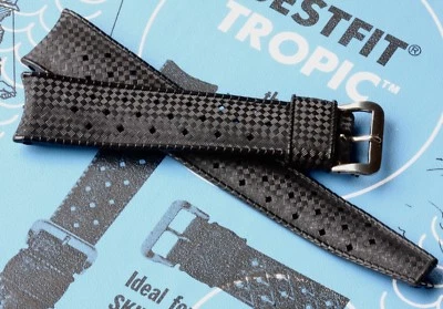 Original 1960s vintage Long Tropic Swiss 19mm curved end vintage dive watch band - Photo 1/4