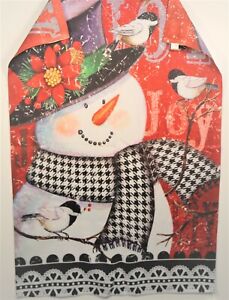 Debra Jordan Bryan Christmas Snowman Joy Garden Flag 29 X 42 Hearts Bird & Lace