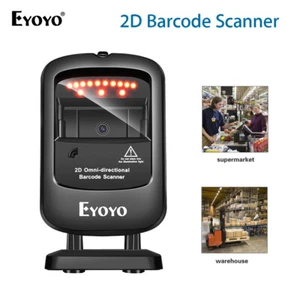 Eyoyo Handsfree 1D 2D Desktop Barcode Scanner Omnidirectional Wired Scanner - Picture 1 of 12