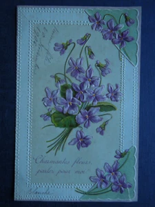 Carte Postale Ancienne Gaufrée Violettes Parlez Pour Moi - Picture 1 of 2