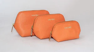 Pochette Beauty case Donna Pelle Saffiano Verde Arancio Bianco Trousse Leather - Imagen 1 de 2