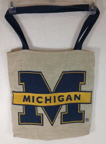 Michigan Wolverines Logo 16in Tan Canvas Tote Bag Purse Cover