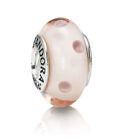 Pandora Authentic .925 Ale Pink Murano Glass Polka Dot Charm Bead #790618