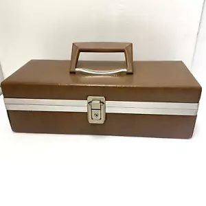 Vtg 15 Audio Cassette Tape Case Brown Orange Liner Storage Carry Travel Retro - Picture 1 of 17