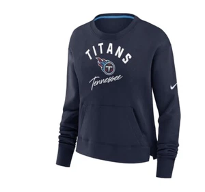 Nike Women’s Tennessee Titans Arch Team High Hip Navy Cropped Crew Sweater New L - Picture 1 of 8