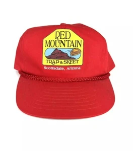 Vintage Red Trucker SnapBack Hat 80s Red Mountain Trap And Skeet Scottsdale AZ - Picture 1 of 7