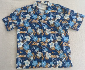 Kansas City Royals camicia hawaiana con bottoni baseball ibisco ananas uomo XL - Foto 1 di 7