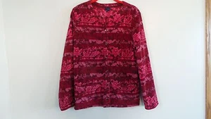 Woman's Light weight jacket Medium Burgundy pattern - Picture 1 of 10