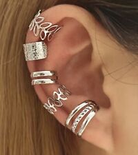 Ear Cuff 5 pc Silver Tone Cartilage Clip On Wrap Earrings Non-Piercing New
