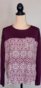 Camicia/top/camicia donna Rewind maniche lunghe vino rosso e rosa, grande L - Foto 1 di 6