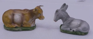 VINTAGE PAPER MACHE CHRISTMAS NATIVITY COW & DONKEY, GERMANY, REPLACEMENTS - Picture 1 of 7