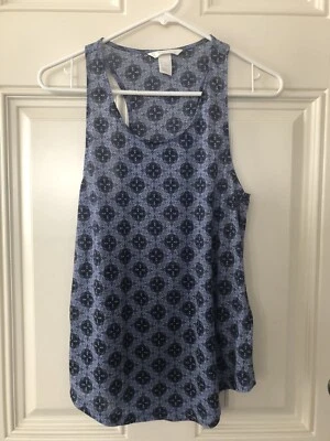 Camiseta sin mangas H&M azul estampado geométrico ligera informal de verano XS Foto 1 de 2