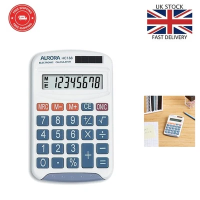 Handheld Solar Powered Calculator with 8 Digit LCD – Ideal for Primary Learning - Image 1 of 4