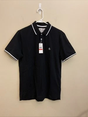 NWT Original Penguin Collared Shirt True Black with White Trim Men's XS - Image 1 of 4