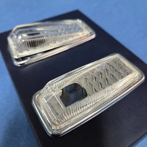 TWO SIDE LAMP CLEAR LENS + STAINLESS CHROME RIMS 1991-1998 MERCEDES W140 S-CLASS - Picture 1 of 7