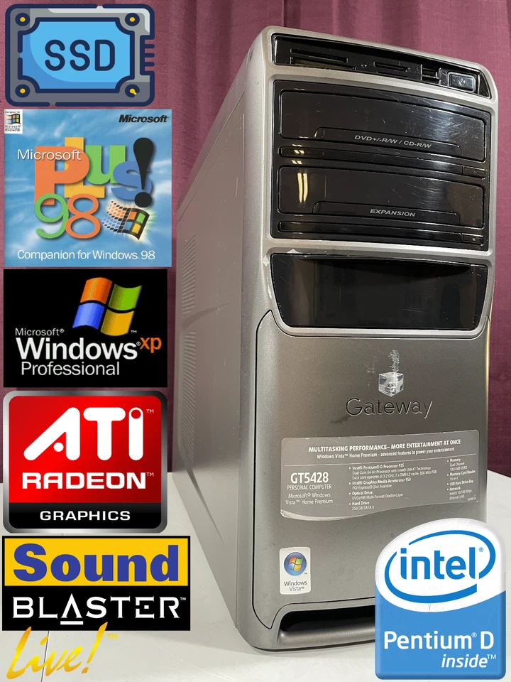 RESTORED w/ SSD DUAL BOOT Windows 98 & XP Gateway Vintage Retro Gaming PC - Image 1 of 4