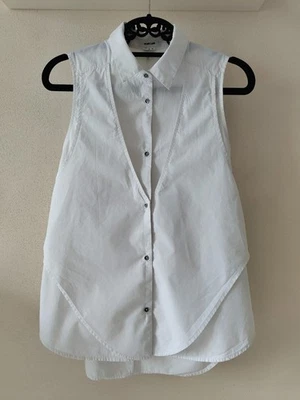 Helmut Lang Designer Sleeveless Shirt Blouse -White -  Sz S - Image 1 of 4