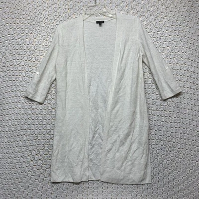 Talbots 100%亚麻开衫女式S码奶油色1/4袖开襟毛衣 — 第 1/4 张图片