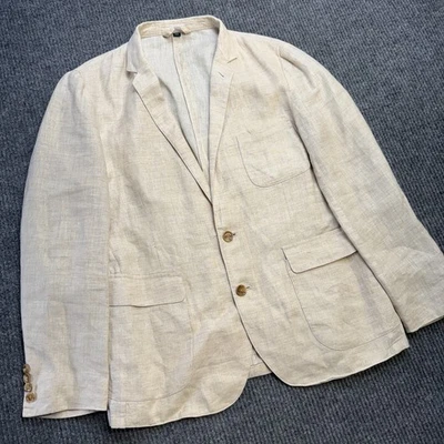 J Crew Blazer Mens Medium Beige Linen Unstructured Jacket Casual Beachy Preppy - Image 1 of 4