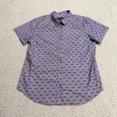 Camisa Wildfang Mujer Grande Azul Rojo Labios Esencial Abotonada Feminista LGBTQ Foto 1 de 4