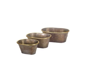Melrose Juego de 3 Bañeras de Lata Decorativas con Acentos Dorados Decoraciones de Mesa - Imagen 1 de 1