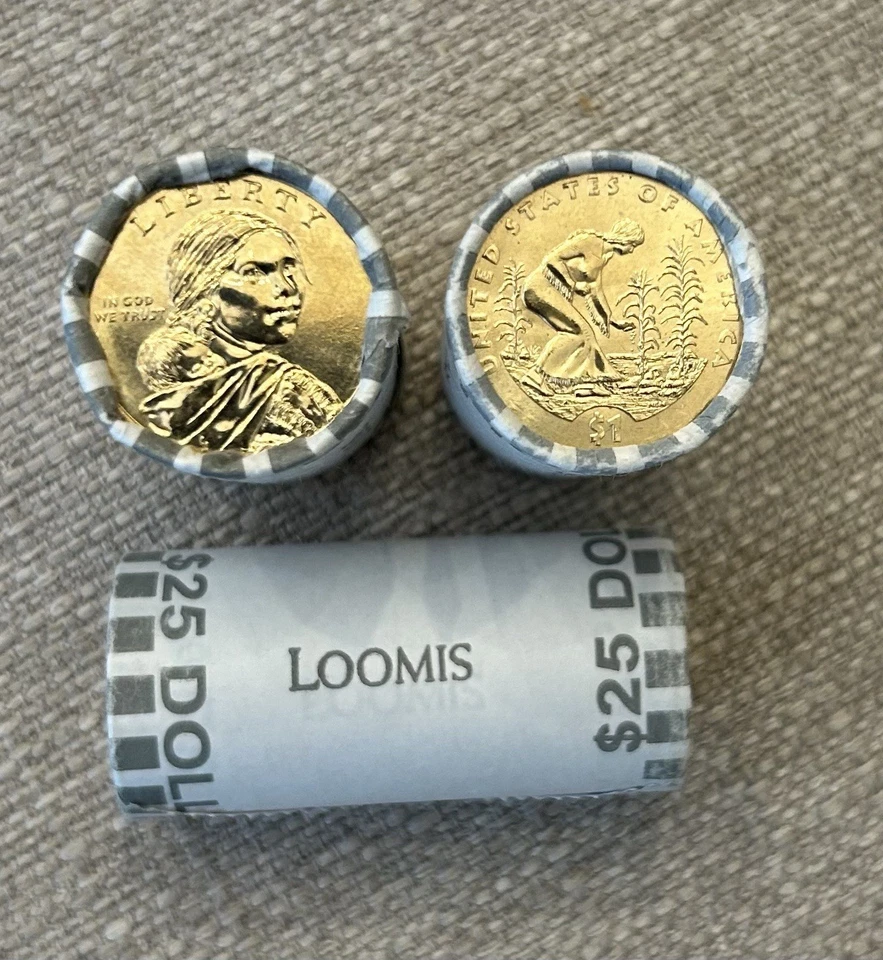 2009-P Sacagawea Dollar - Three Sisters (25-Coin Roll). Direct From Bank Roll BU - Image 1 of 1