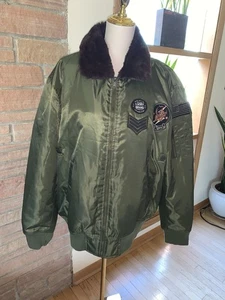 Lucky Brand Flying Tigers Aviator Bomber Jacket Military Green Men Xl - Picture 1 of 7