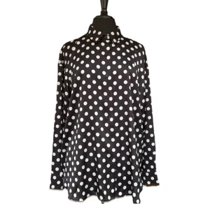 Blusa Camisa KARL LAGERFELD Paris Mujer Relajada XL Negra Lunares Abotonada - Imagen 1 de 9