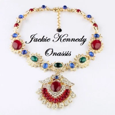 COLLANA  MAHARANI  JACKIE KENNEDY ONASSIS GIADA,RUBINI,BRILLANTI,ORO (mod. BIG)! - Immagine 1 di 4