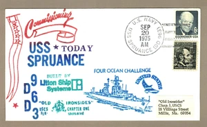 USS SPRUANCE DD-963 COMMISSIONING DAY Cover 09/20/1975, Ship Cancel - Picture 1 of 2