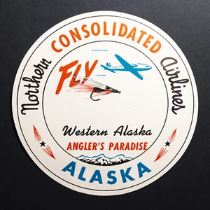 Gepäckaufkleber *** ORIGINAL VINTAGE *** Northern Airlines Alaska Angelreisen - Bild 1 von 2