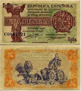 España 00419 SC/UNC 1 peseta 1937 serie C - Picture 1 of 1