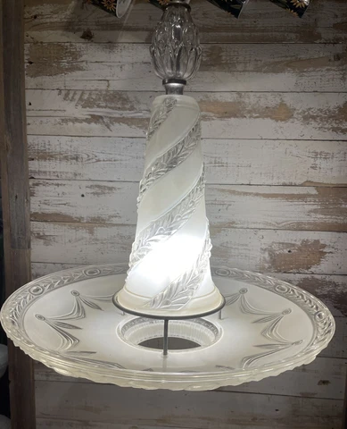 Vintage 1920’s Or 1930’ s Crystal Shade Ceiling Fixture. Rare Find Cover