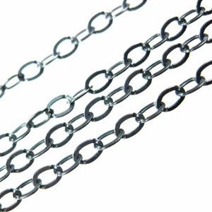 Oxidized Sterling Silver Chain-Unfinished Bulk Flat Cable Chain -3.5 by 3mm - Picture 1 of 1
