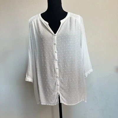 Top Rosa Oliva 1X Plus Blusa Punto Suizo Botones Costa Blanca Cuello en V Informal Foto 1 de 4