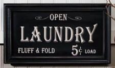 Vintage Laundry Sign Primitive Distressed Frame Country Antique NEW Black