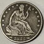 1855 O Seat Liberty Srebro Pół dolara Fine+ / stan w dobrym stanie Niesamowita moneta A1