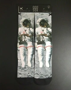 ODD SOX ASTRONAUT Outer Space NASA Man on Moon Crew Socks Men's Free Shipping - Picture 1 of 2