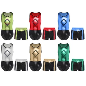 Kids Girls Gymnastic Leotard Bodysuit with Shorts for Jazz Dance Sports Outfits - Picture 1 of 18