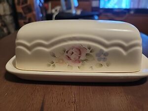 BUTTER DISH WITH LID- PFALTZGRAFF TEA ROSE COVERED  BUTTER DISH, EXCELLENT 