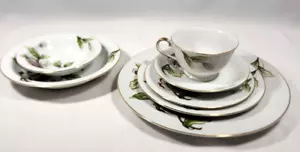1950's Roselyn China DOGWOOD 7 pc. PLACE SETTING plates bowls cup saucer MINT - Picture 1 of 5