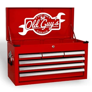 Old Guys Garage Funny Novelty Mechanics Garage Shop Tool Box Vinyl Decal Sticker - Picture 1 of 3